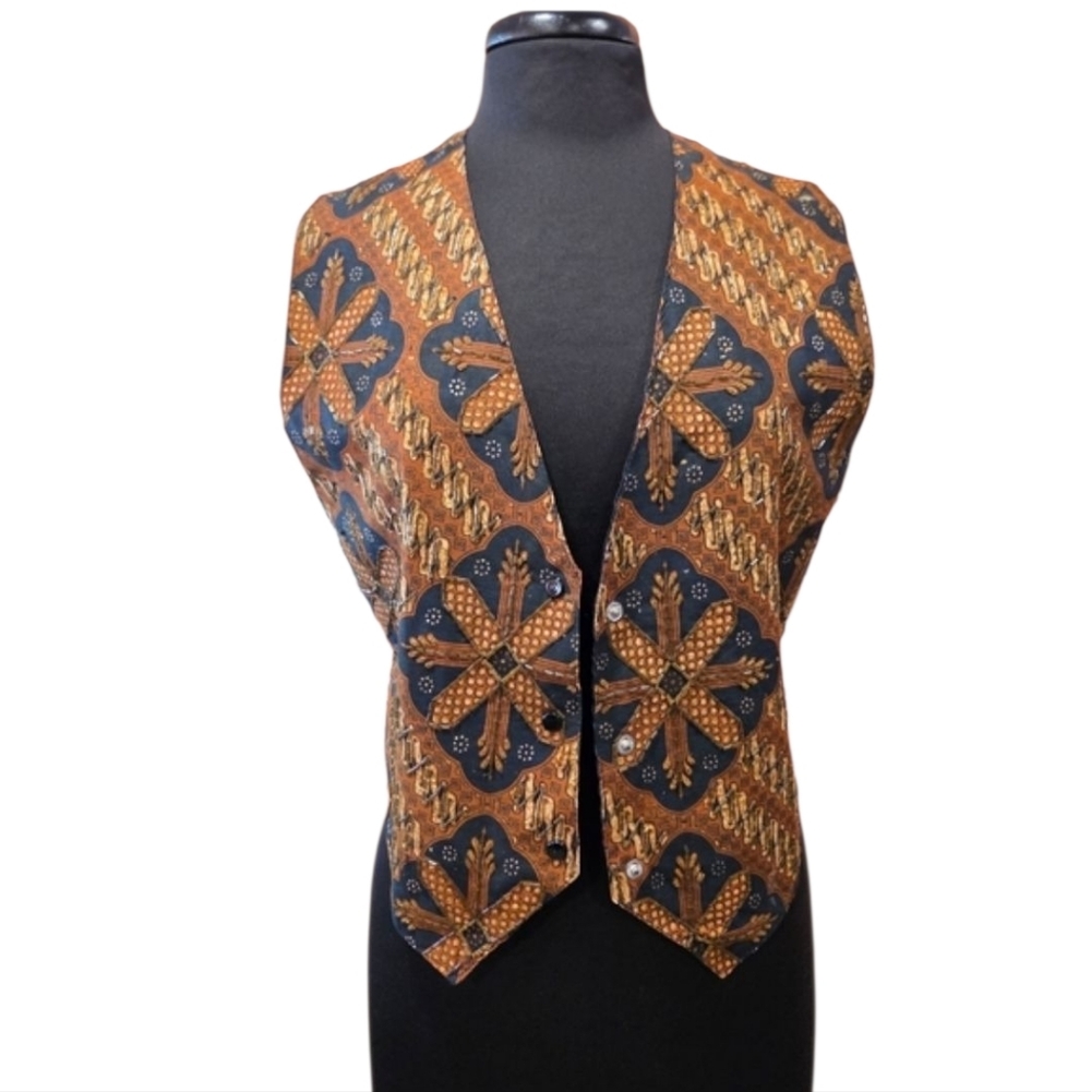 Whimsigoth Vest Vintage Large Beaded 90s Geometric Pattern Vest Bohochic